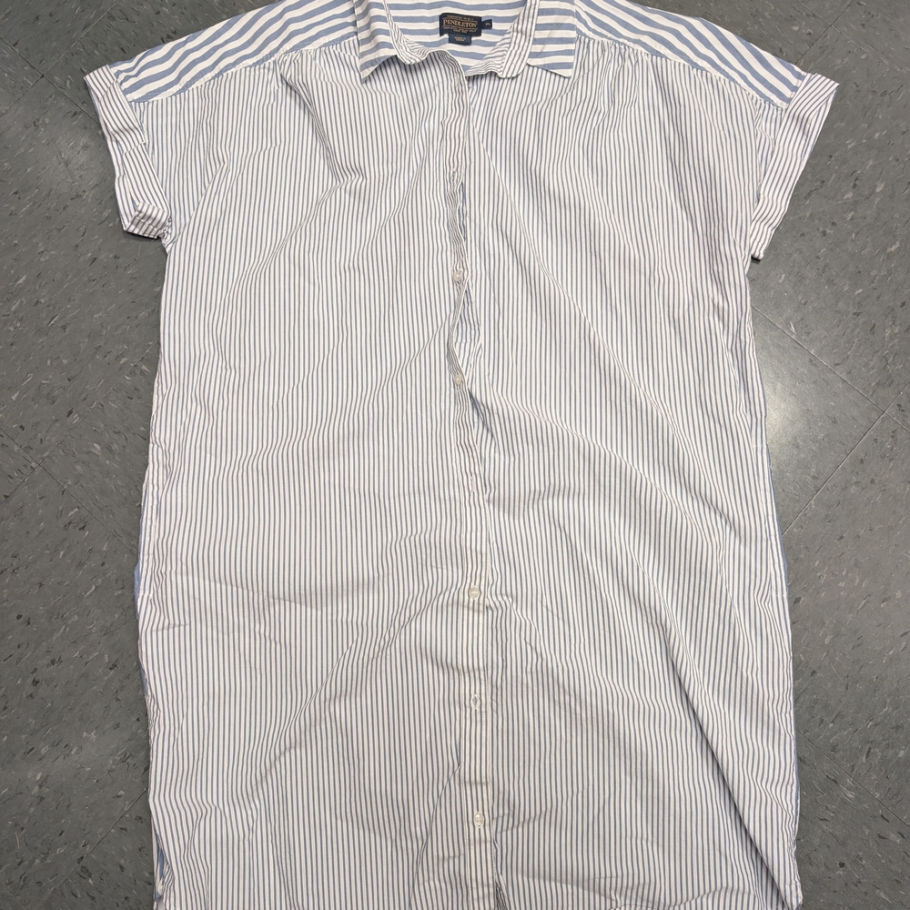 Pendleton Women's Blue and White Striped Shirt